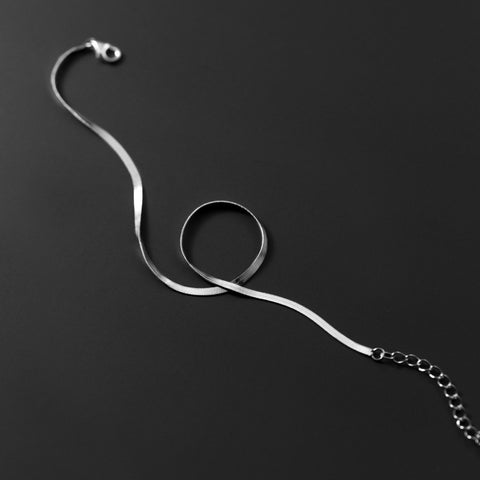 S925 Silver Simple Flat Snake Bones Chain Foot Ornaments Rimantojewelry