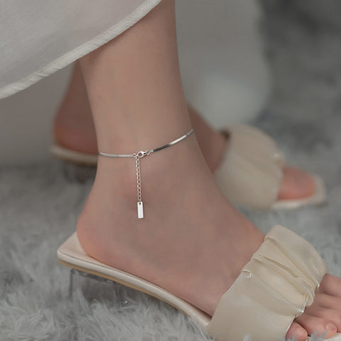 S925 Silver Simple Flat Snake Bones Chain Foot Ornaments Rimantojewelry