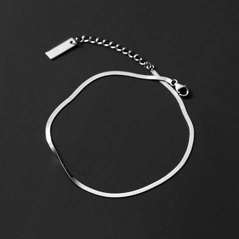 S925 Silver Simple Flat Snake Bones Chain Foot Ornaments Rimantojewelry
