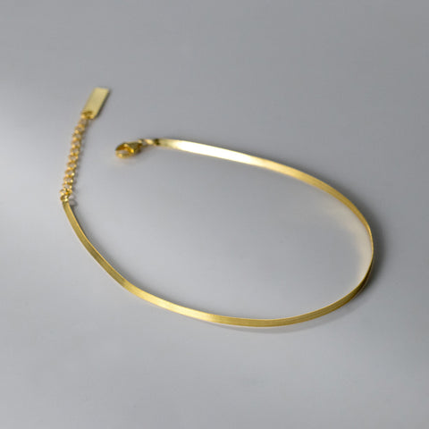 S925 Silver Simple Flat Snake Bones Chain Foot Ornaments Rimantojewelry