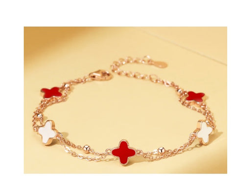 Bagley Malachite Clover Bracelet Women Hundred Wholesale S925 Sterling Silver Niche Design Double Layer Bracelet Rimantojewelry
